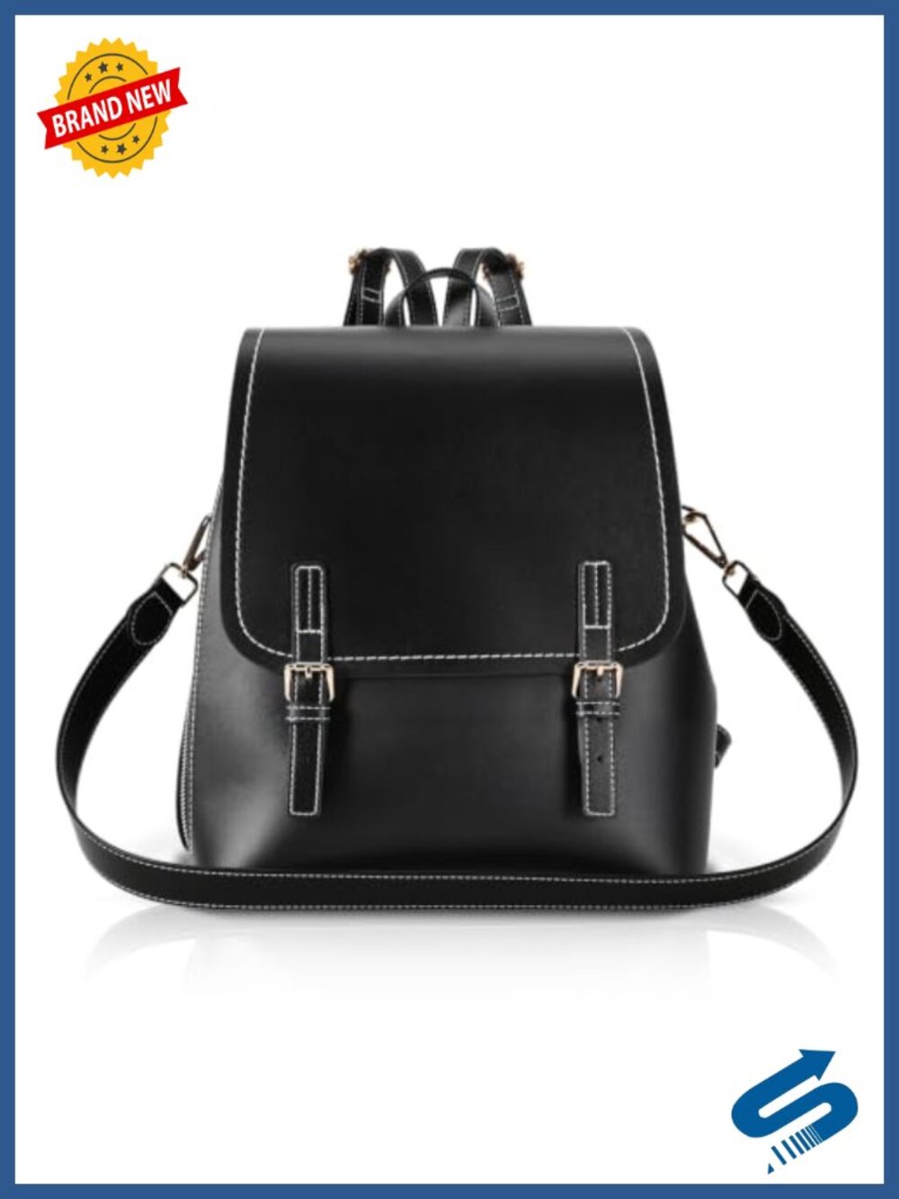 Faux Leather Backpack Vintage Flap Convertible Shoulder Bag